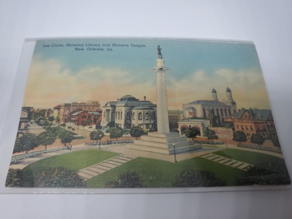 Lee Circle Library Shriners Temple New Orleans Louisiana 1937 Postcard